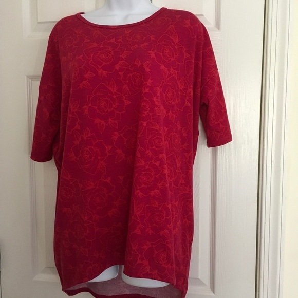 LuLaRoe Top Women’s Tunic Long Stretchy Subtle Floral Deep Red Small - Picture 2 of 10